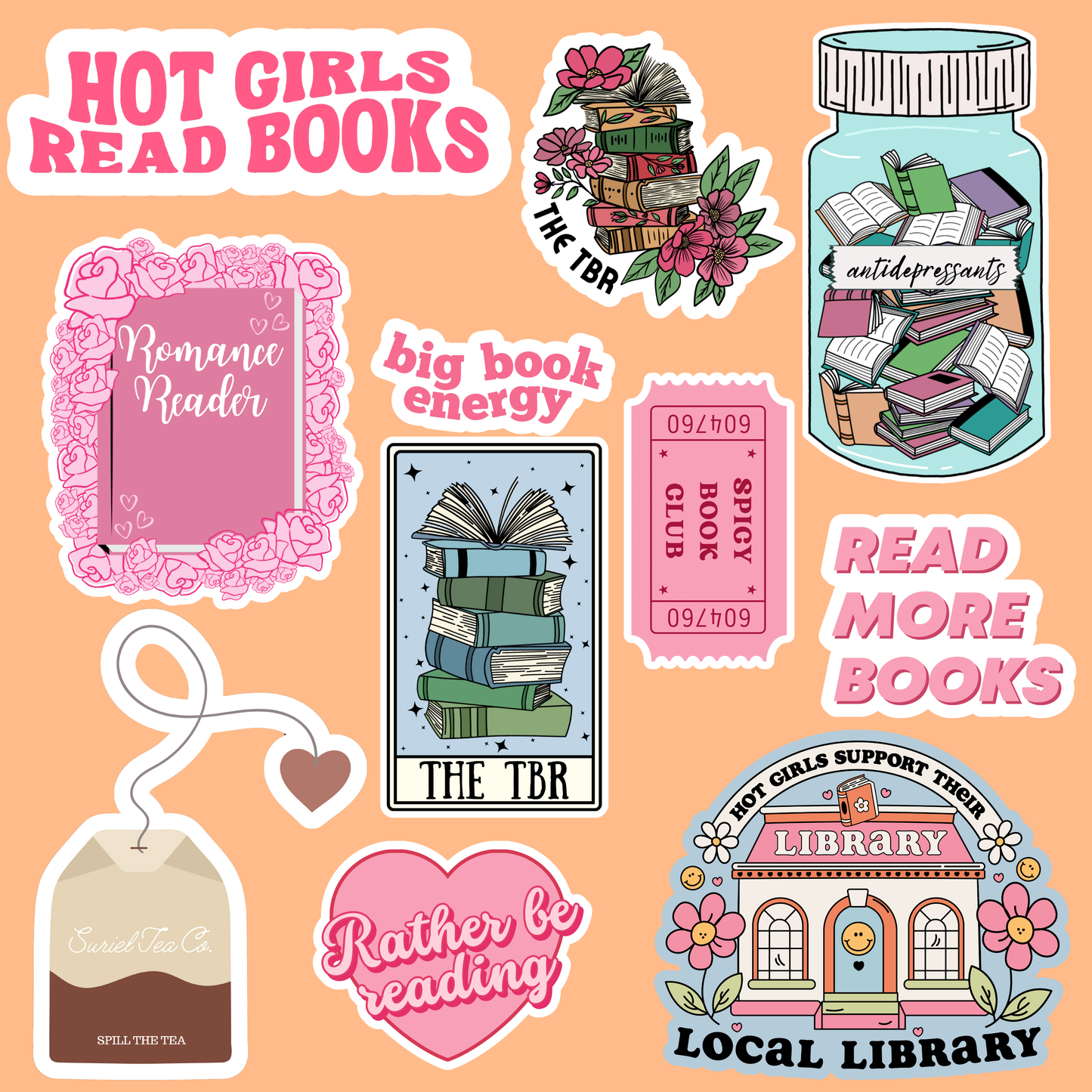 Kindle Bookish Sticker Bundle Pack (10 Stickers)