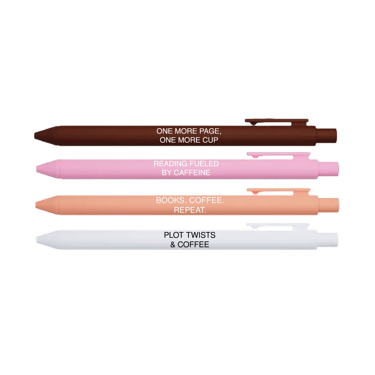 Caffeinated Reader Pen Set | Bookish Coffee Lover Pens