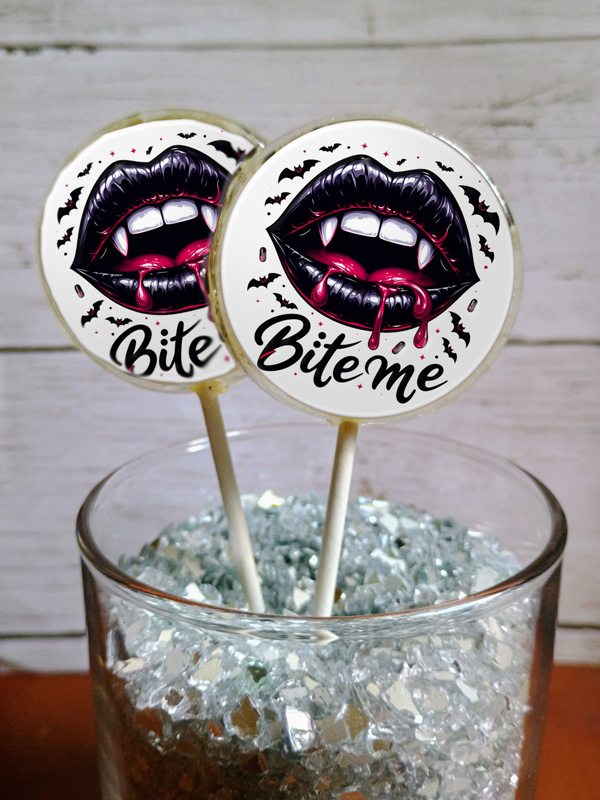 Vampire Lips Lollipops with Edible Glitter