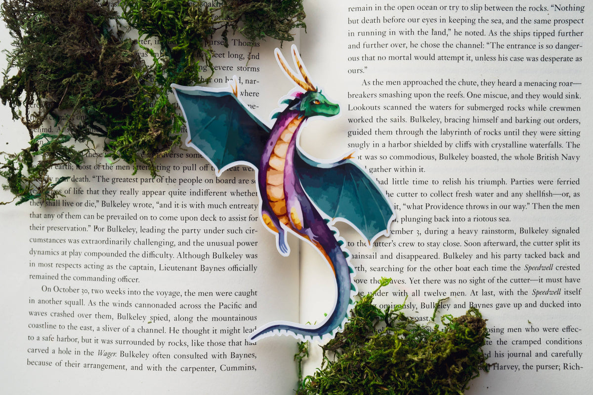 The Mischievous Dragon Bookmark | Die-Cut Fantasy Dragon Bookmark