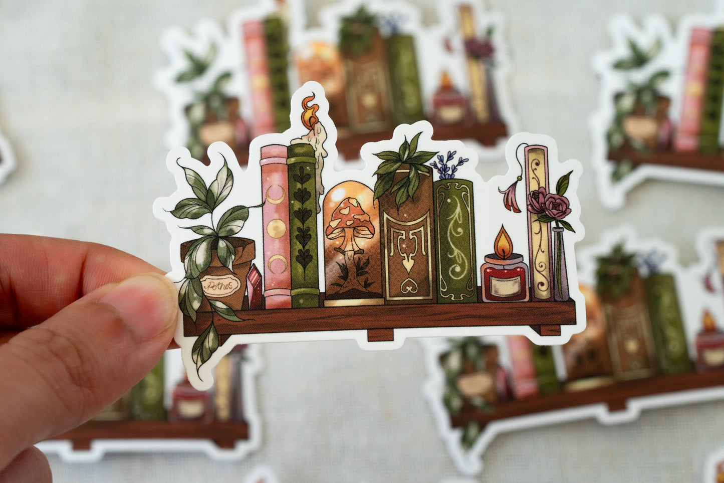 Witchy Bookshelf Sticker | Magical Bookish Vinyl Sticker