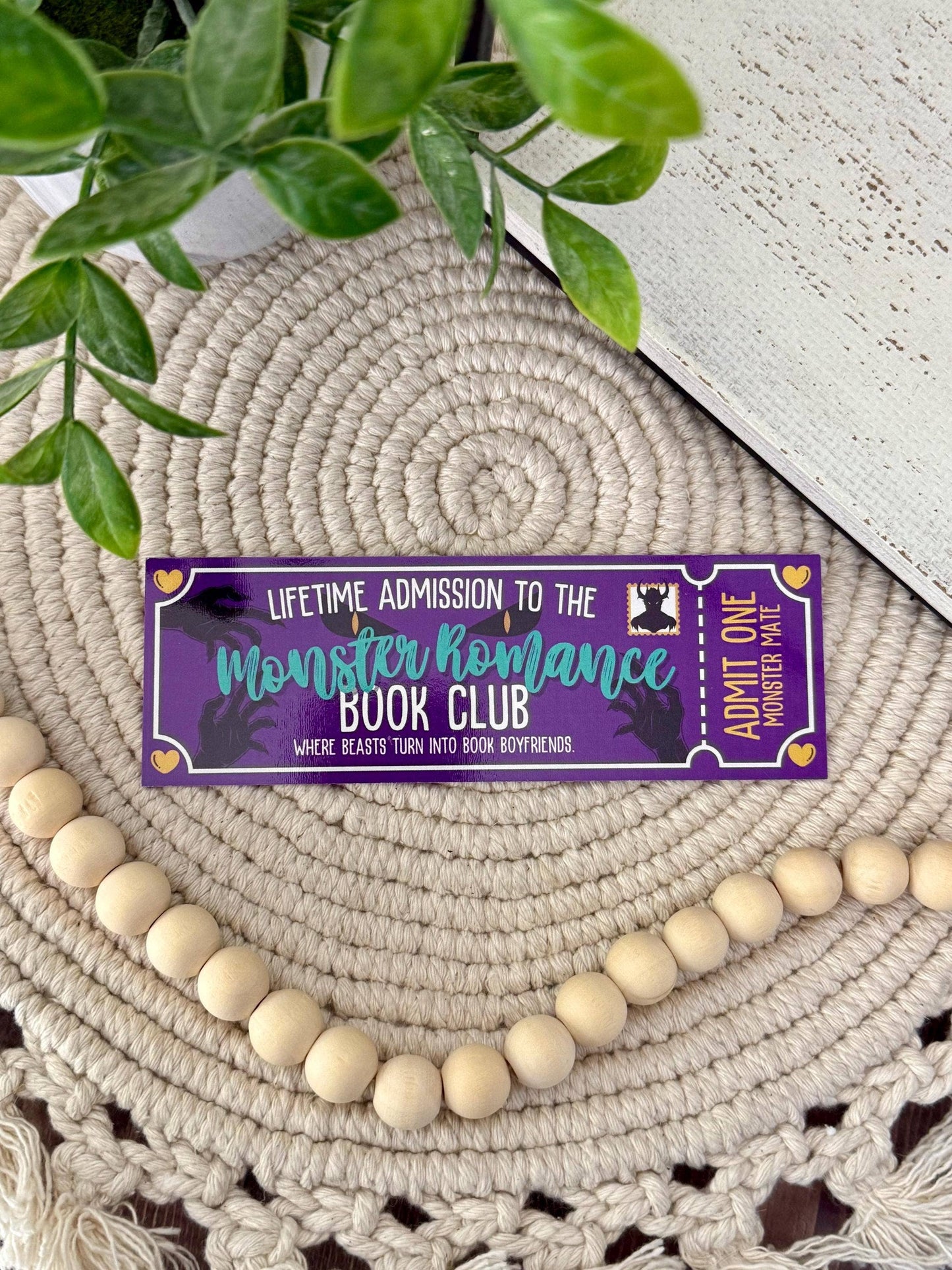 Monster Romance Book Club Ticket Bookmark