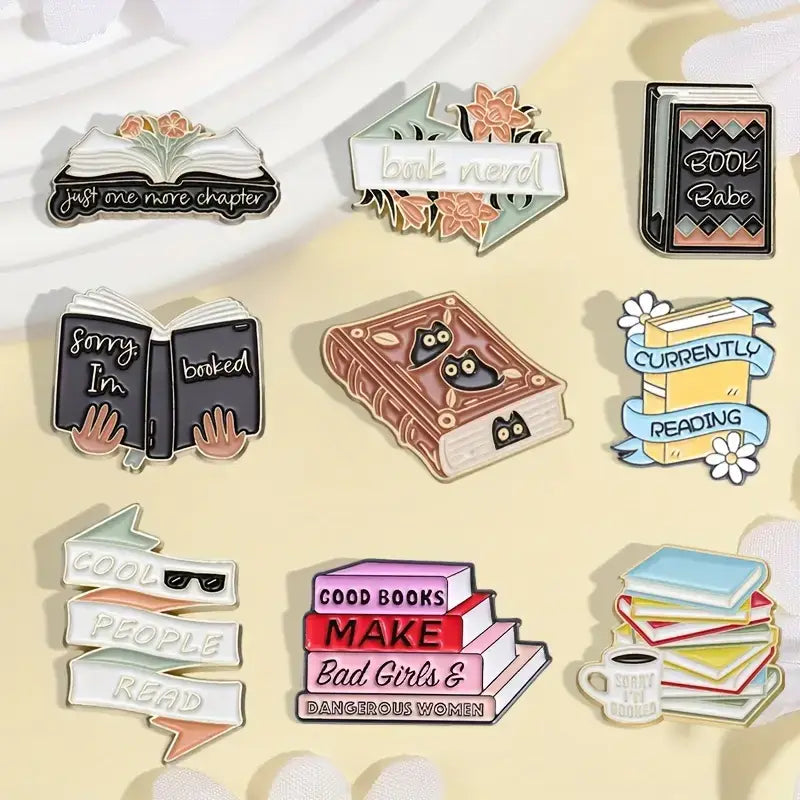 Random Reading-Themed Enamel Pins – Book Lover Gifts