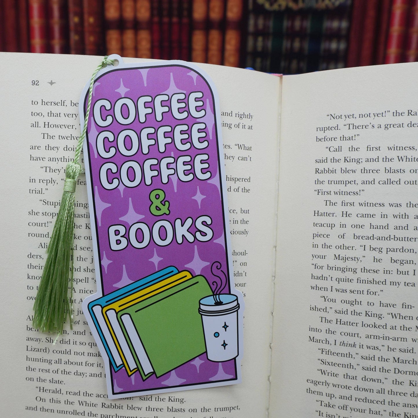 Coffee, Coffee, Coffee, & Books – Tassel Bookmark