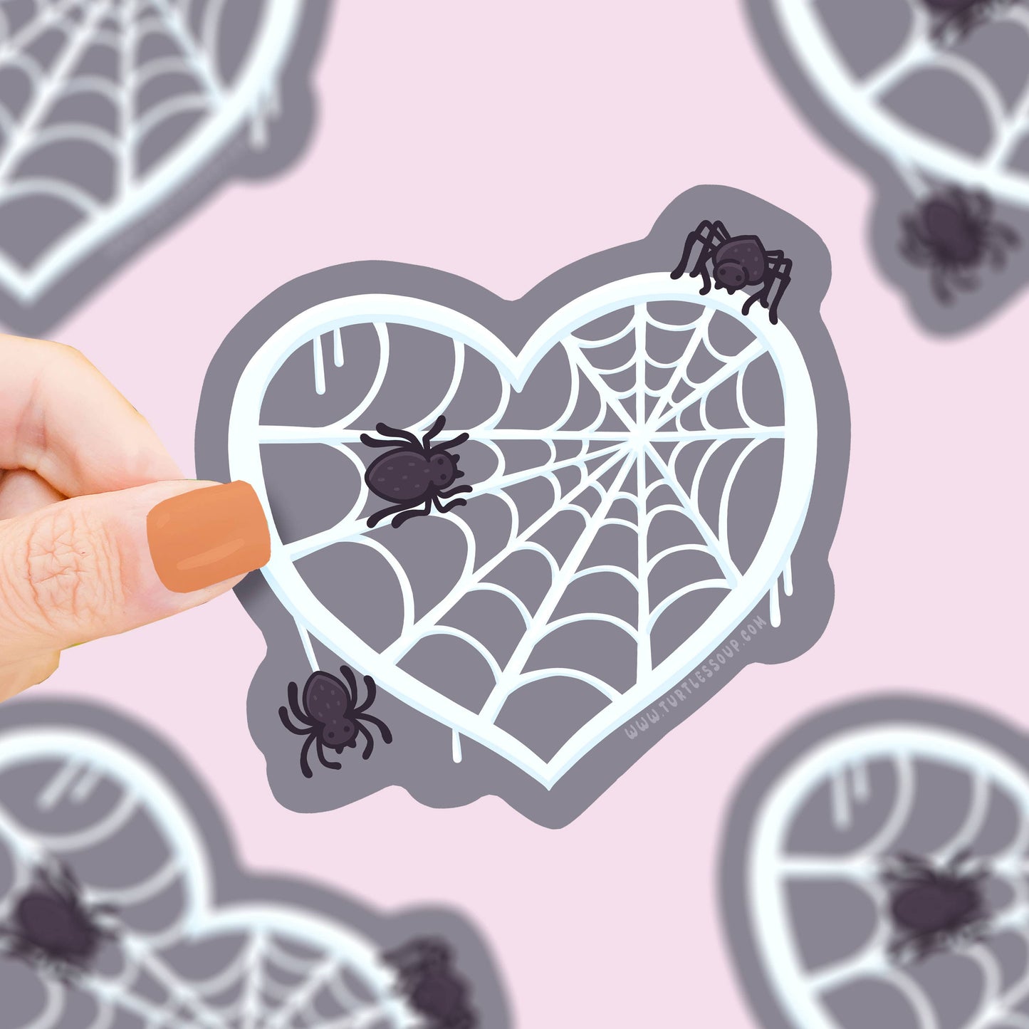 Spooky Spider Web Heart Sticker
