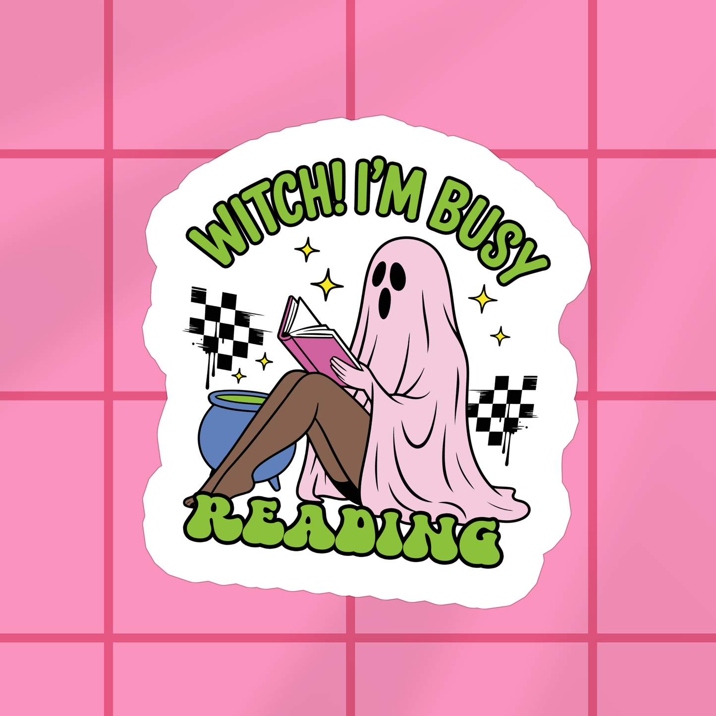 Witch I'm Busy Reading Vinyl Sticker