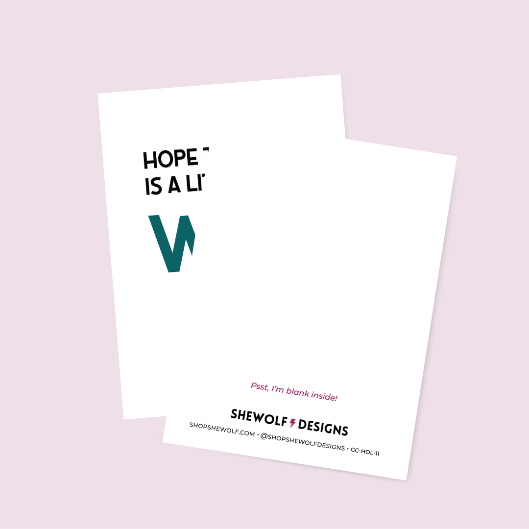 White card with text and a green letter 'W' on a light pink background