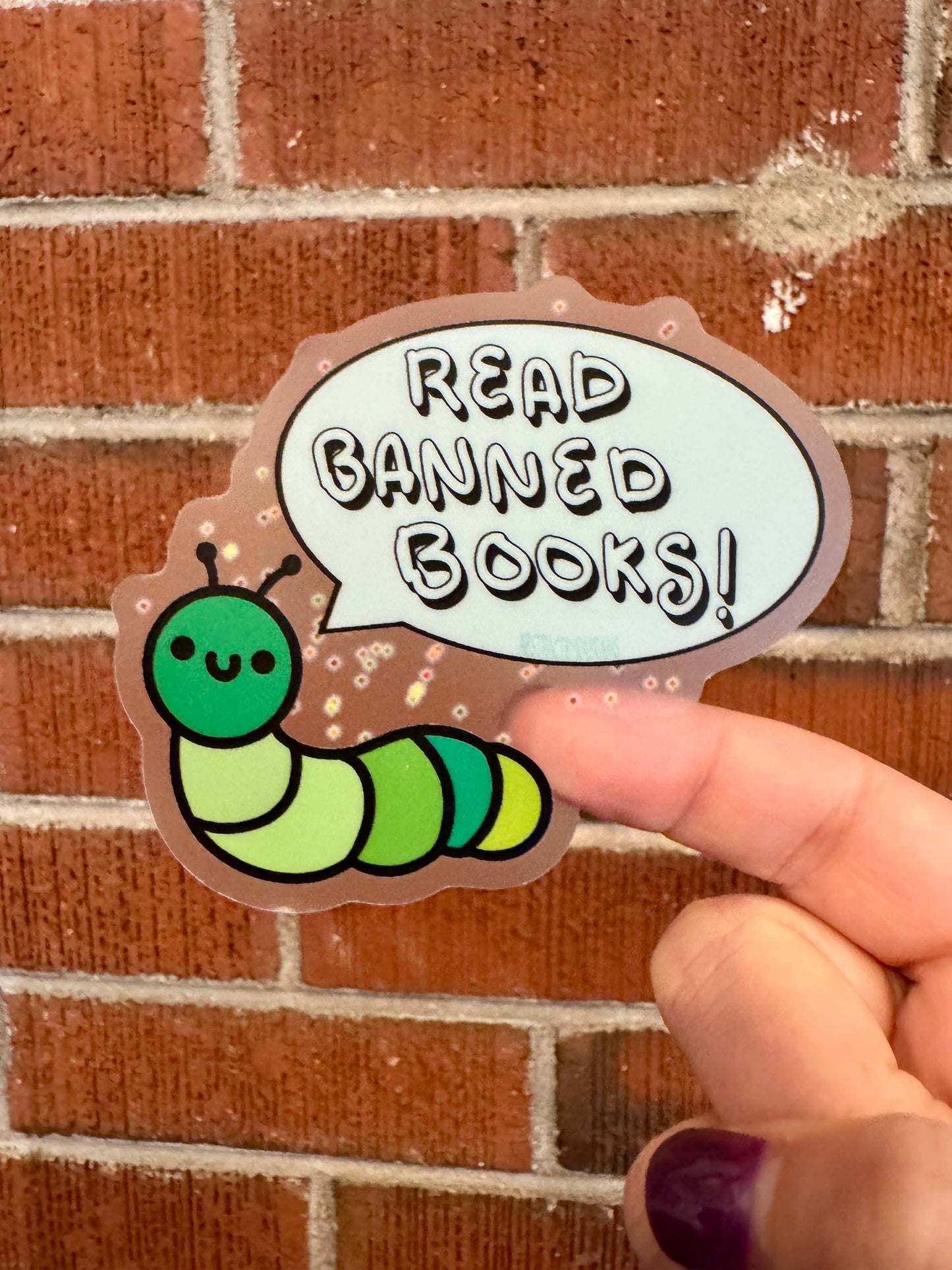 Read Banned Books Caterpillar Sticker