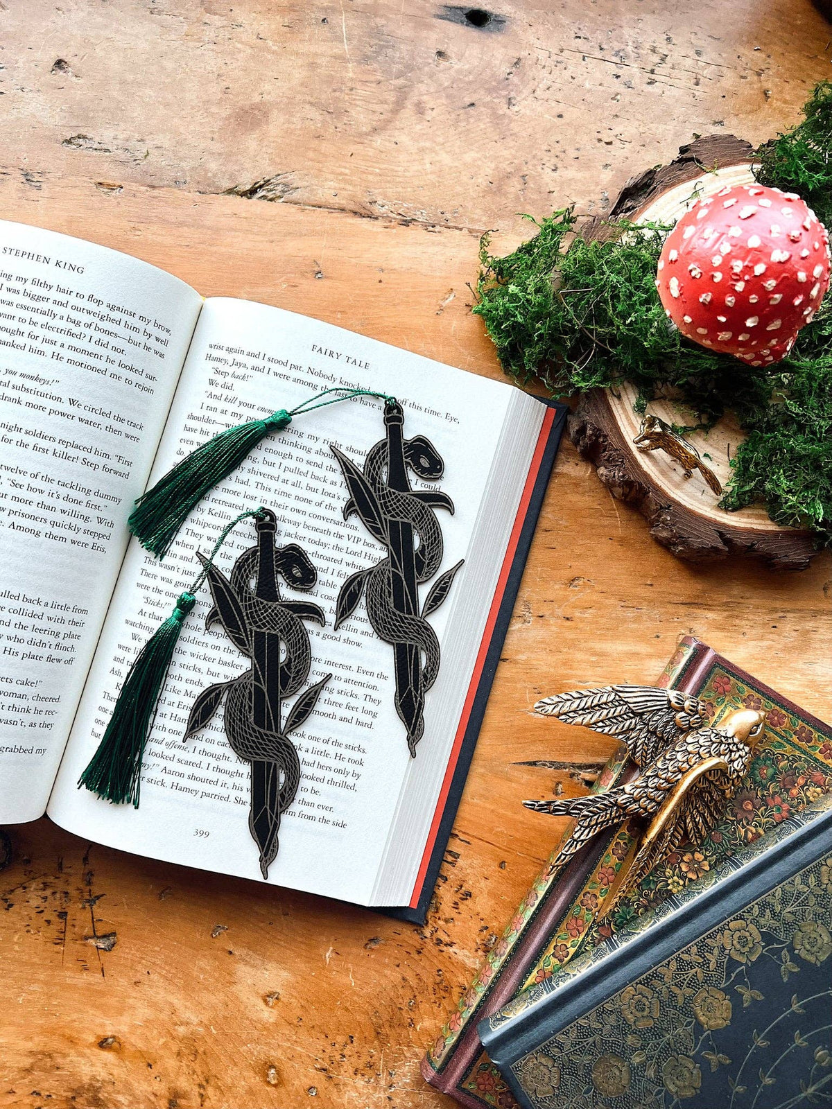 Serpent's Blade Faux Leather Bookmark | Snake & Sword Bookmark