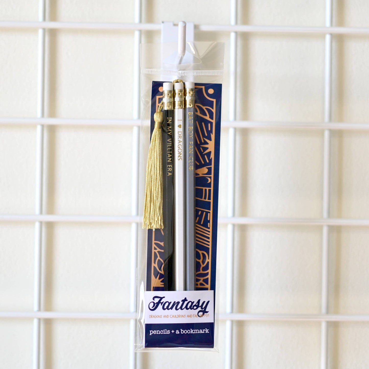 Fantasy Book Lover Pencil & Bookmark Set – Villains, Dragons, Bat Boys