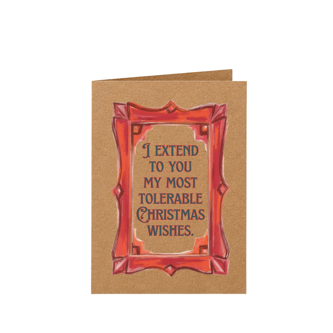 Most Tolerable Christmas Wishes Notecard | Sarcastic Holiday Card