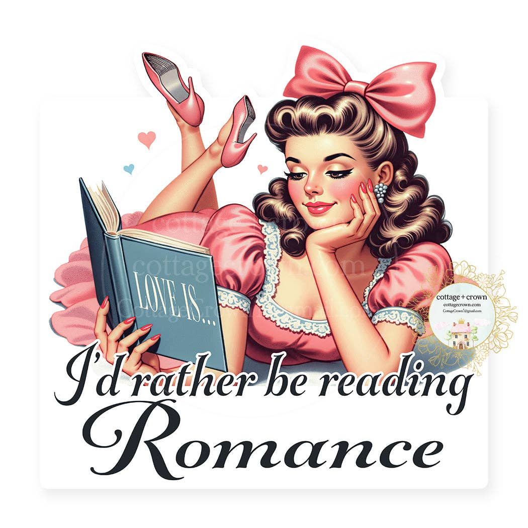 I'd Rather Be Reading Romance Retro Sticker