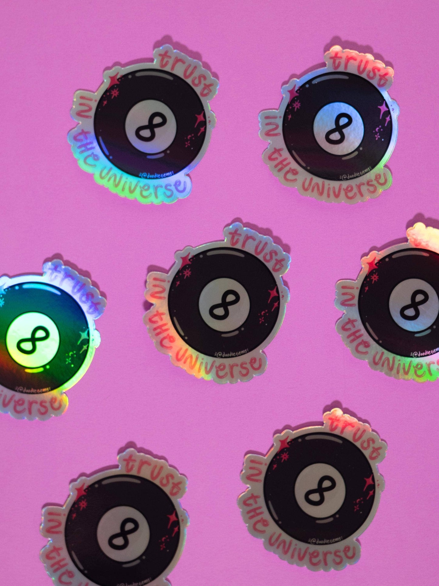 Trust in the Universe Magic 8 Ball Sticker | Holographic Vinyl Sticker