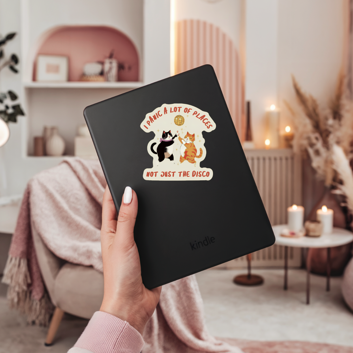 I Panic a Lot Just Not the Disco Sticker | Funny Cat Vinyl Sticker