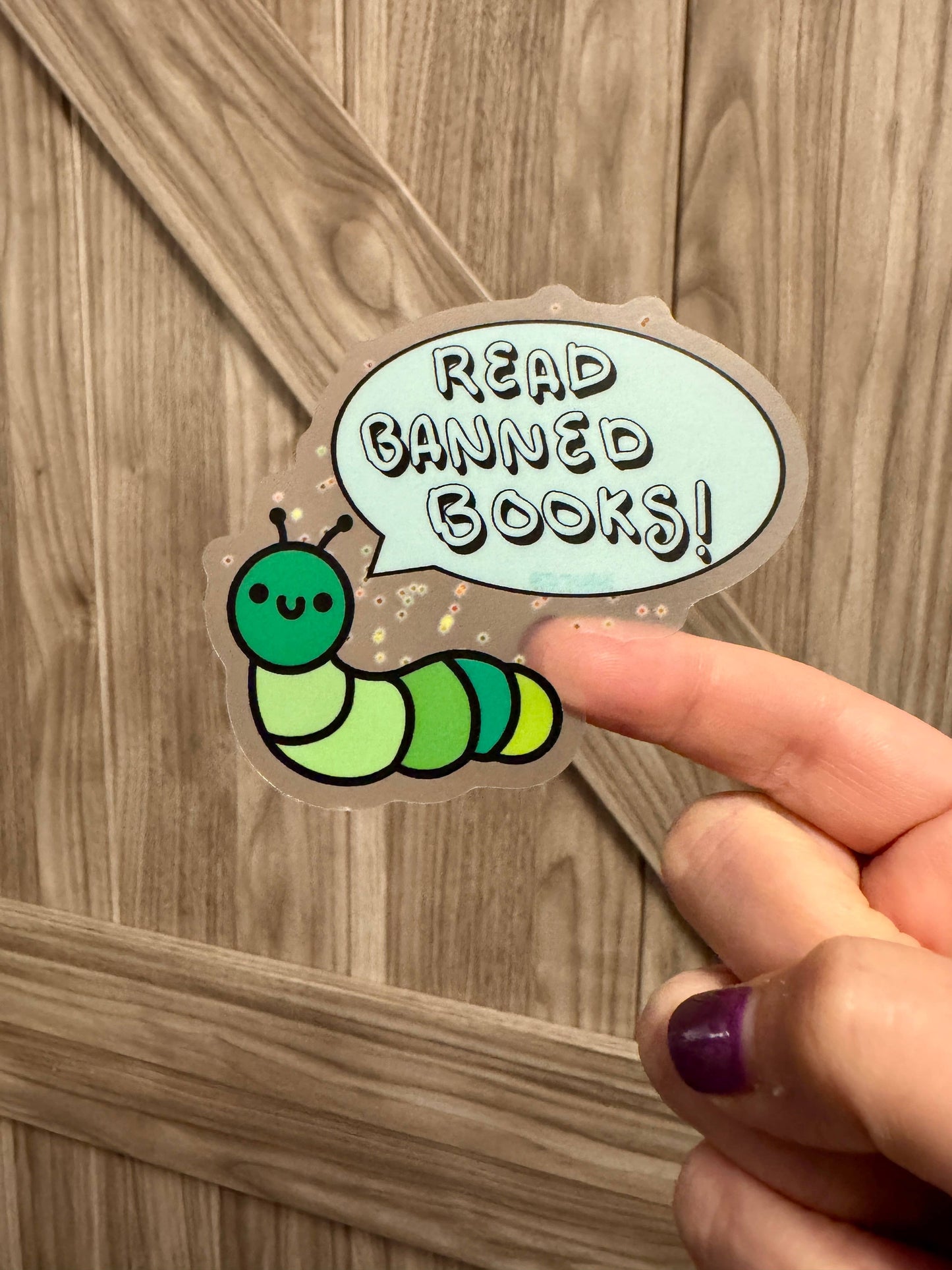 Read Banned Books Caterpillar Sticker