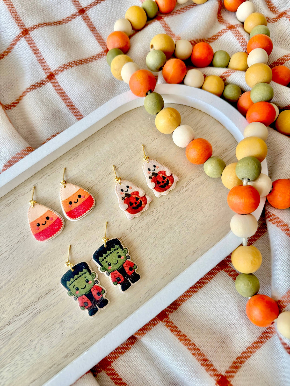 Cute Halloween Earrings | Candy Corn, Frankenstein & Ghost Clay Earrings