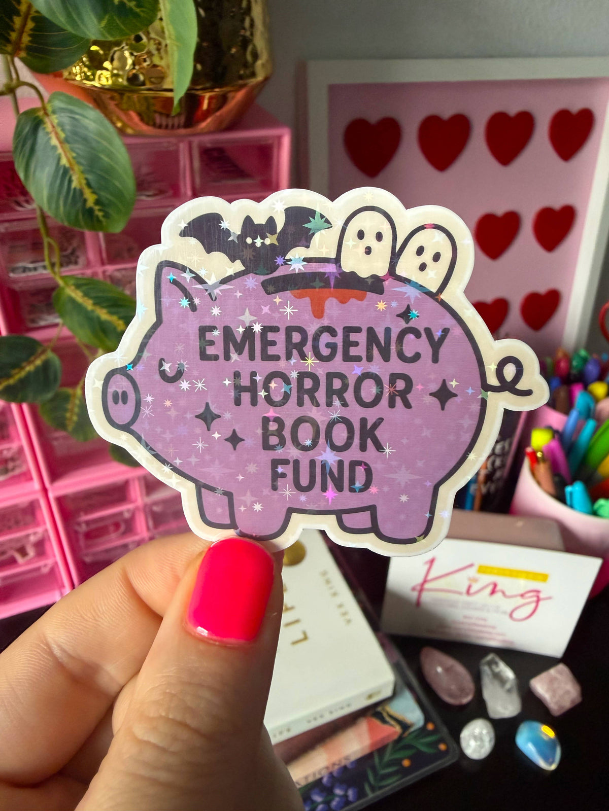 Emergency Horror Book Fund Sticker | Holographic Bookish Piggy Bank Sticker