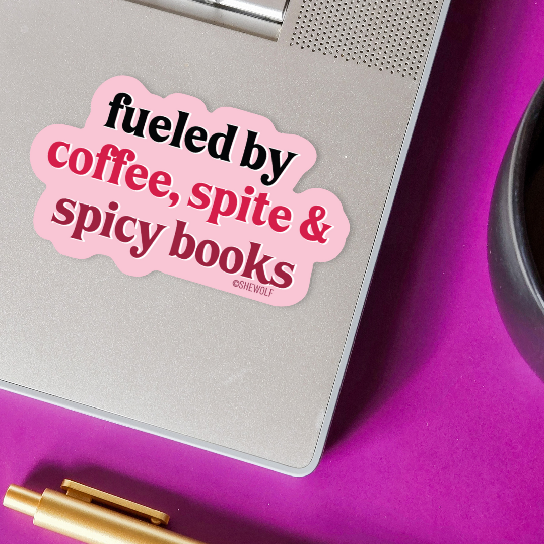Fueled by Coffee & Spicy Books Enamel Pin
