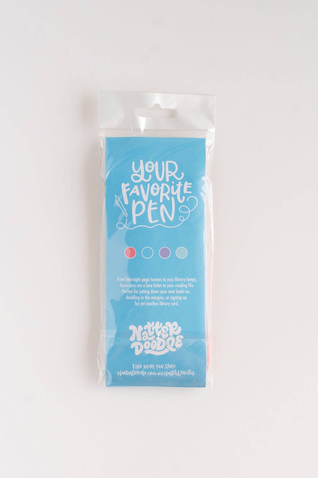 Packaged pen set with 'Your Favorite Pen' branding on a white background