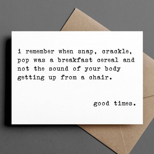 Card with text on a gray background