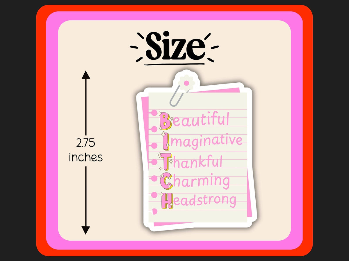 BITCH Notepad Sticker | Funny Glitter Vinyl Sticker