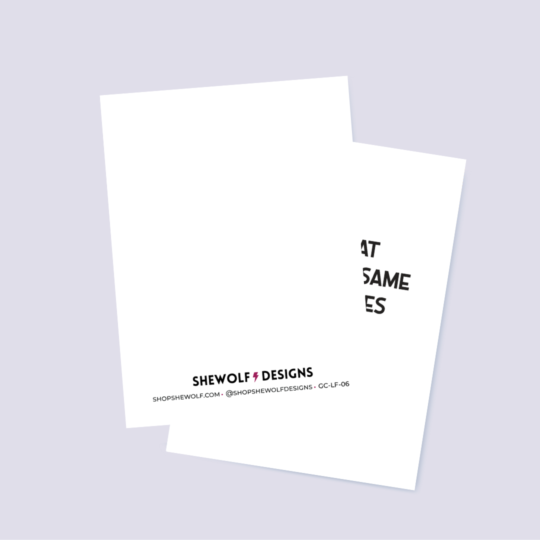 Two white cards with black text on a light gray background