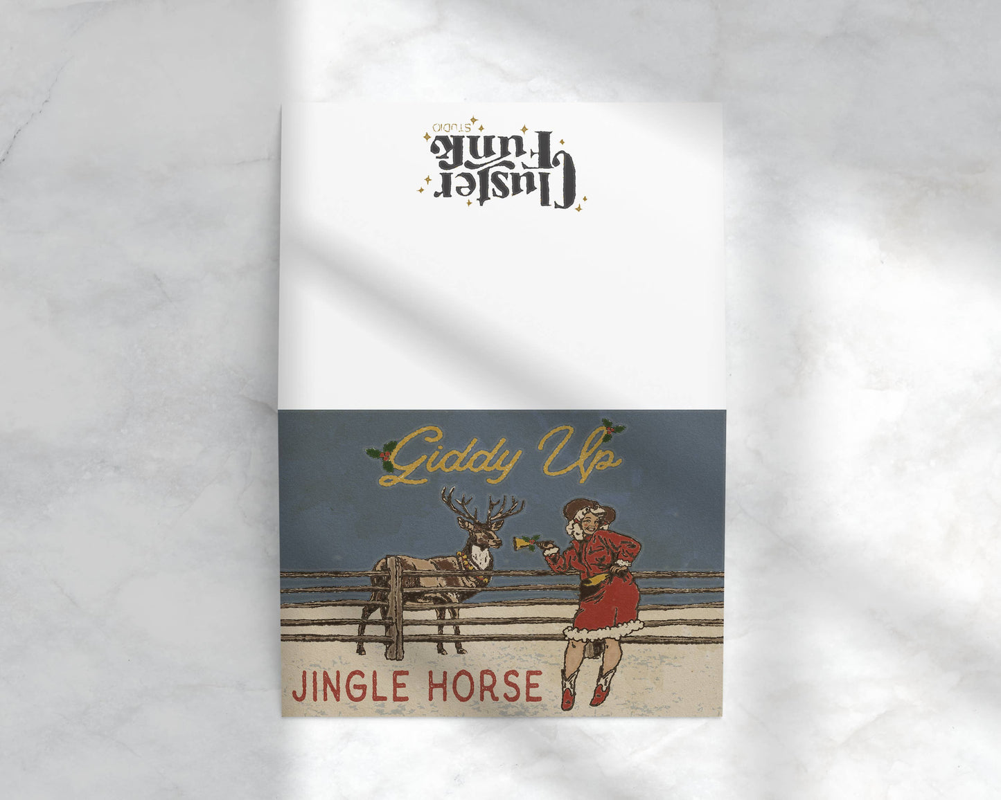 Giddy Up Jingle Horse Christmas Card | Western Holiday Greeting Card