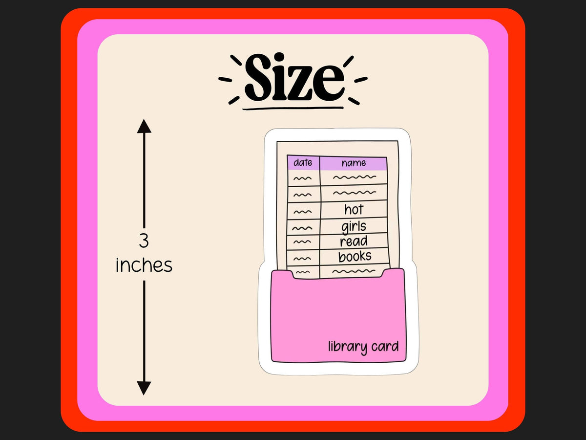 Hot Girls Read Books Library Card Sticker | Pink Bookish Vinyl Sticker