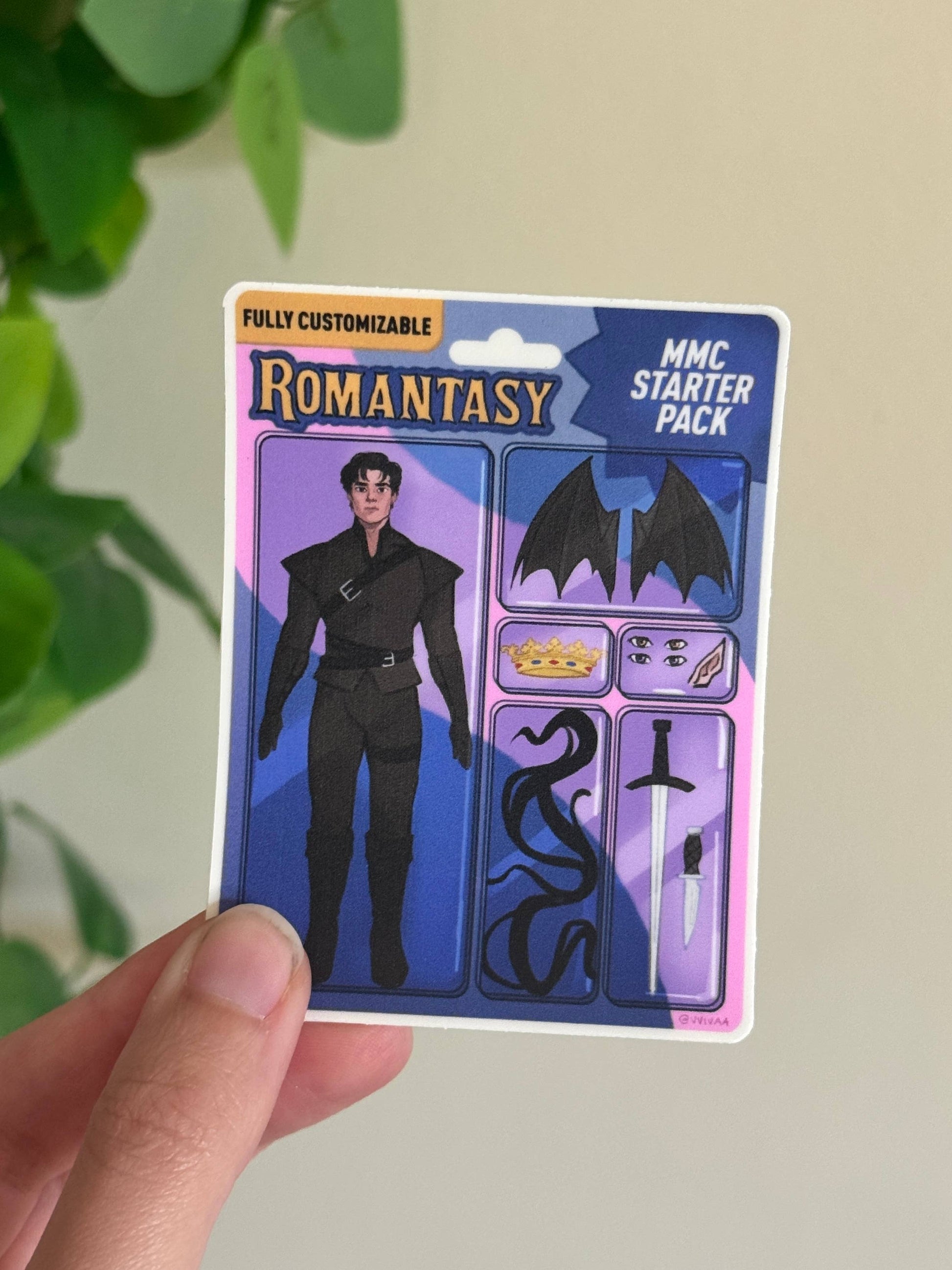 Packaged product labeled 'Romantasy' with character illustration and game components.