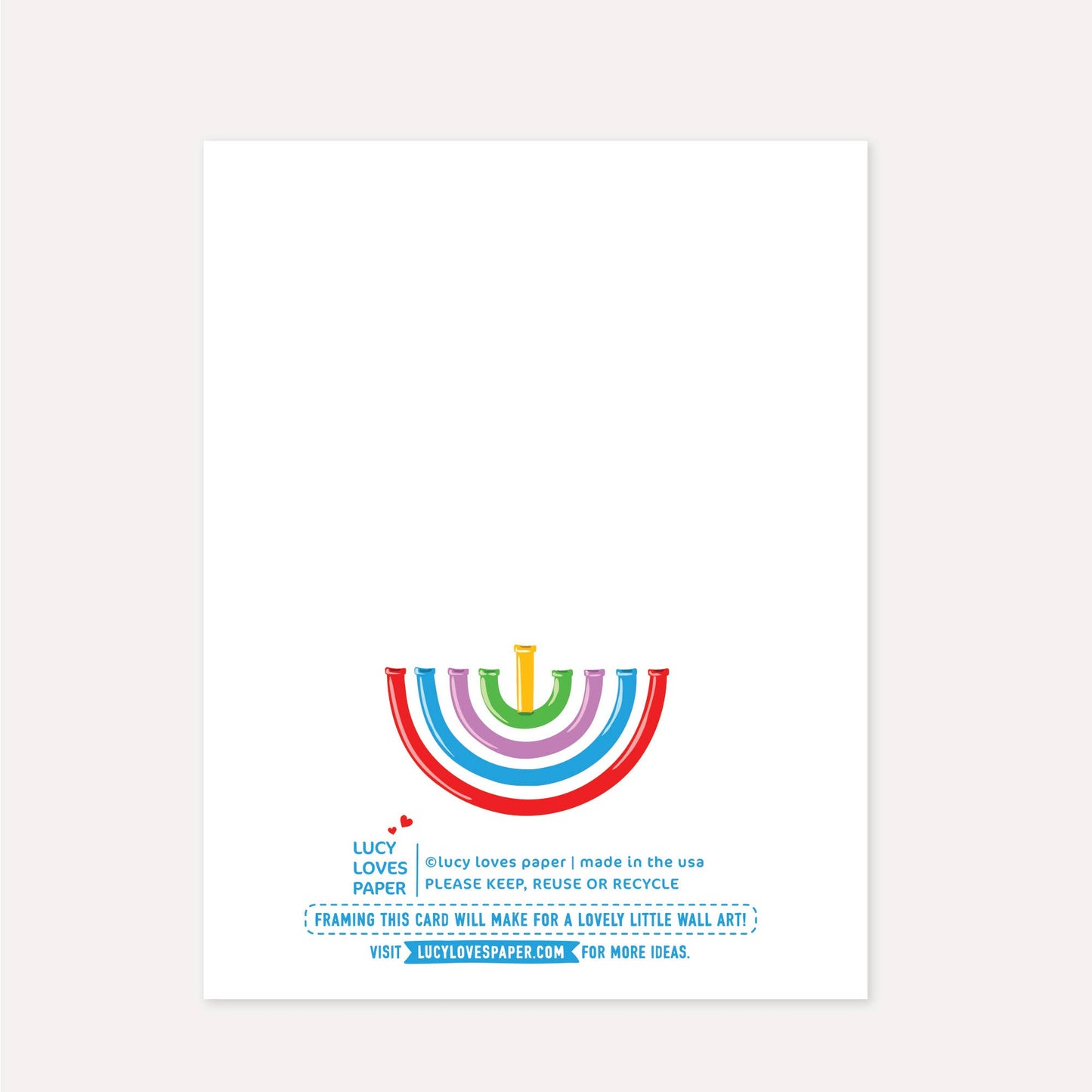 Rainbow Hanukkah Card | Colorful Menorah Holiday Greeting Card