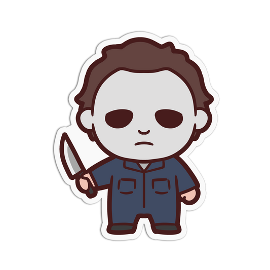 Cartoon character holding a knife on a white background