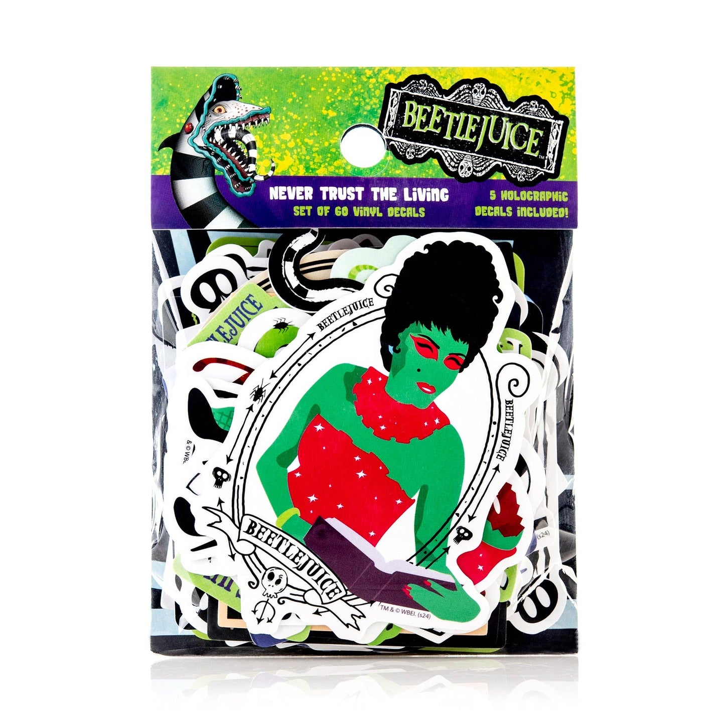 Beetlejuice Never Trust the Living Decals | 60-Pack Vinyl Sticker Set