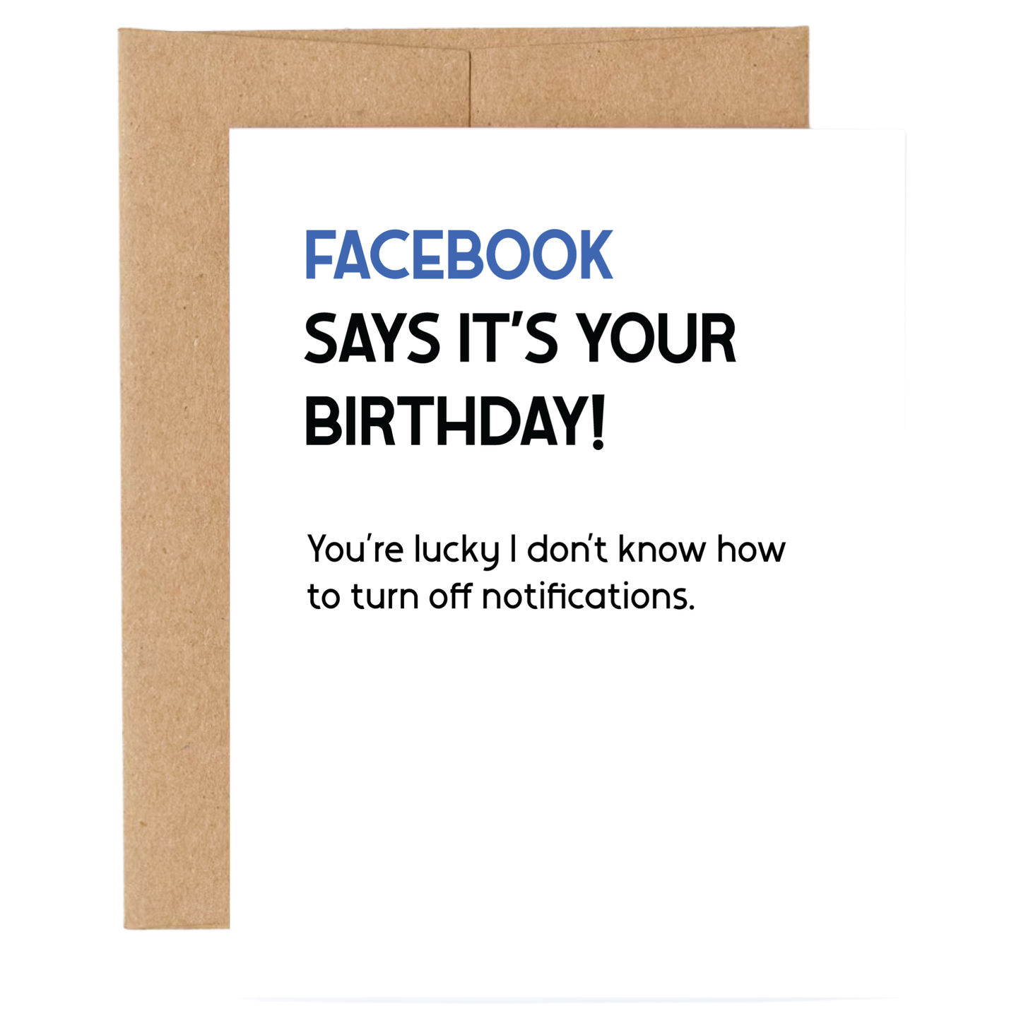 Card with Facebook birthday message on a white background