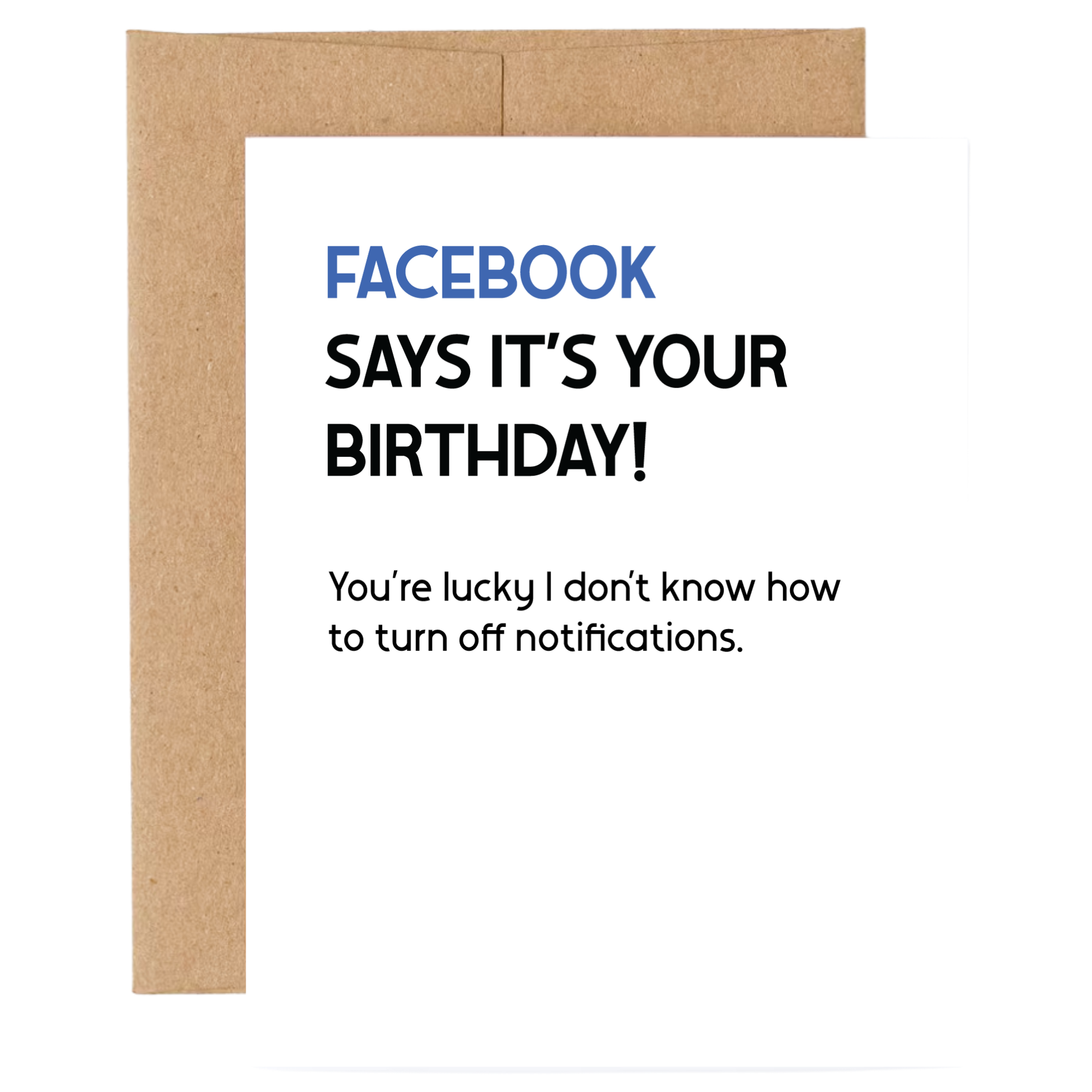 Card with Facebook birthday message on a white background