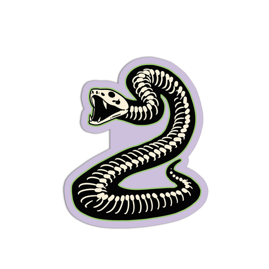 Sticker with a snake skeleton design on a white background