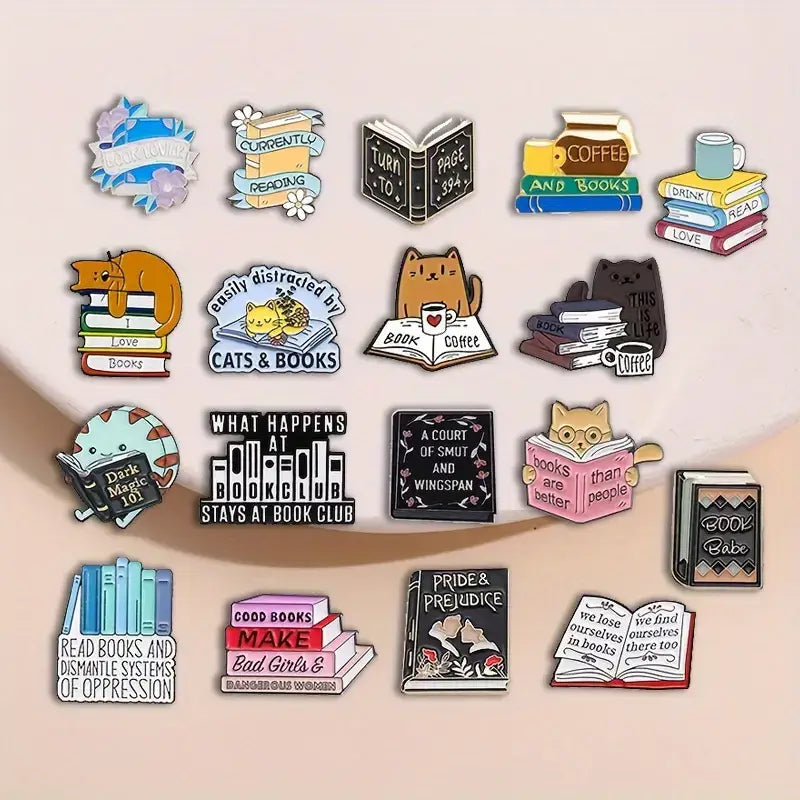 Random Reading-Themed Enamel Pins – Book Lover Gifts