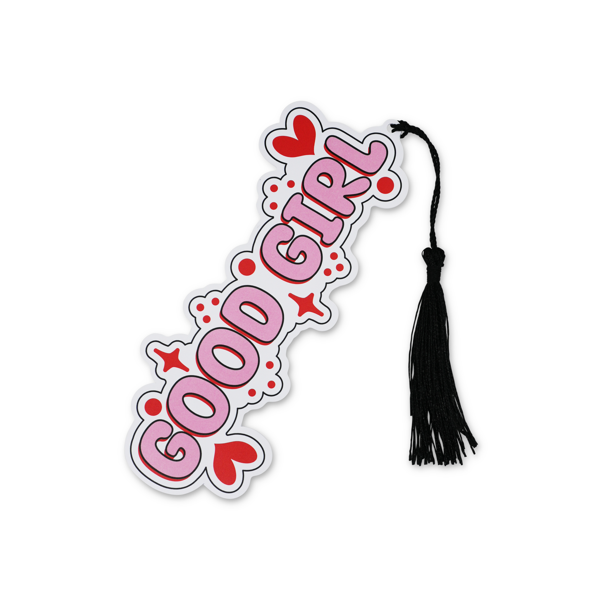 Bookmark with 'GOOD GIRL' text and decorative elements on a white background