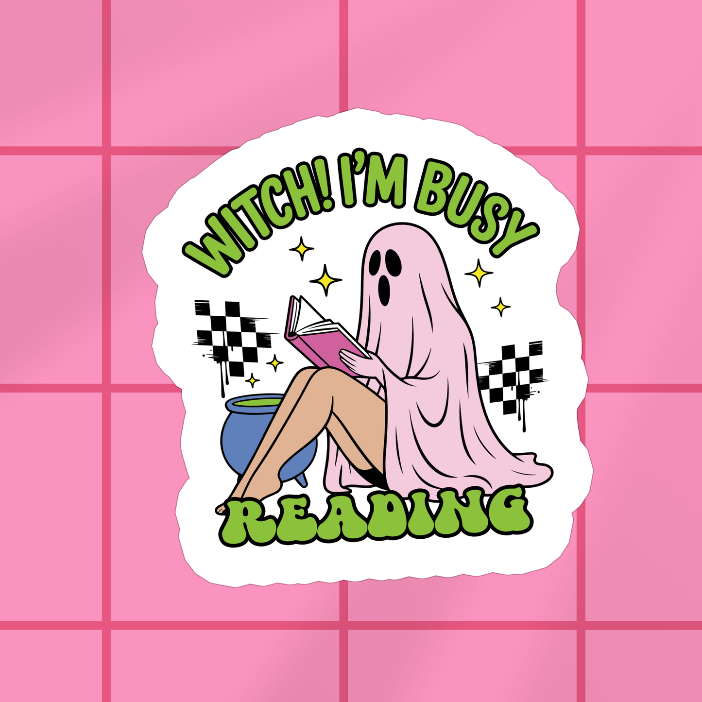 Witch I'm Busy Reading Vinyl Sticker