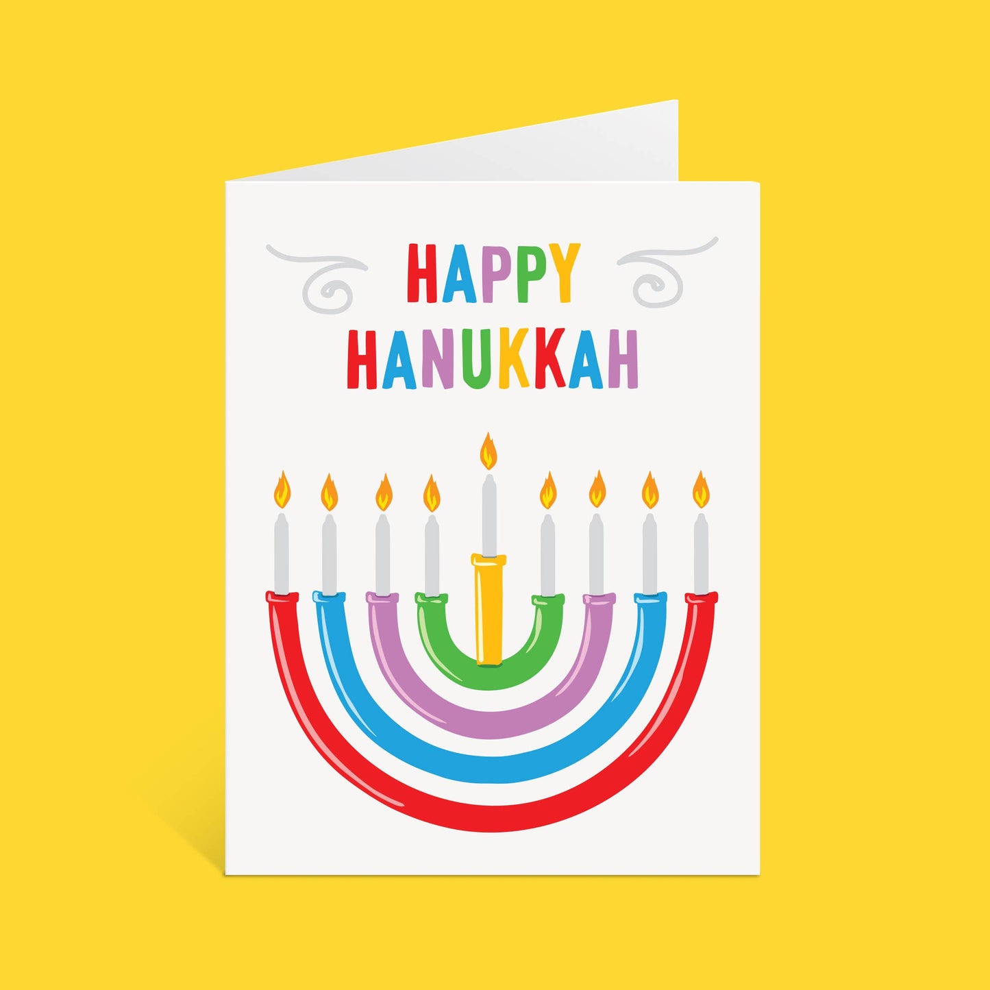 Rainbow Hanukkah Card | Colorful Menorah Holiday Greeting Card