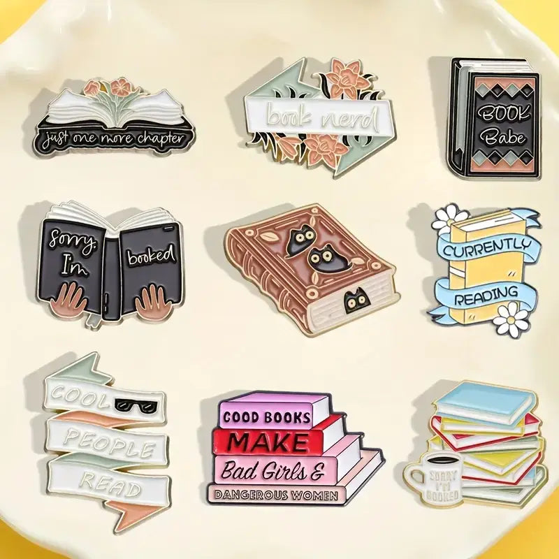 Random Reading-Themed Enamel Pins – Book Lover Gifts