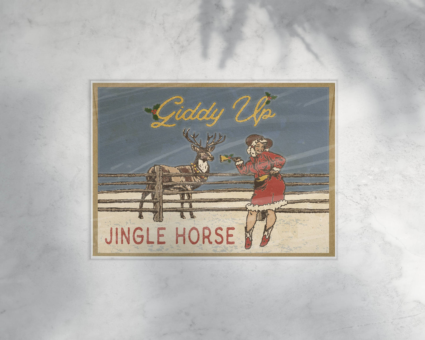Giddy Up Jingle Horse Christmas Card | Western Holiday Greeting Card