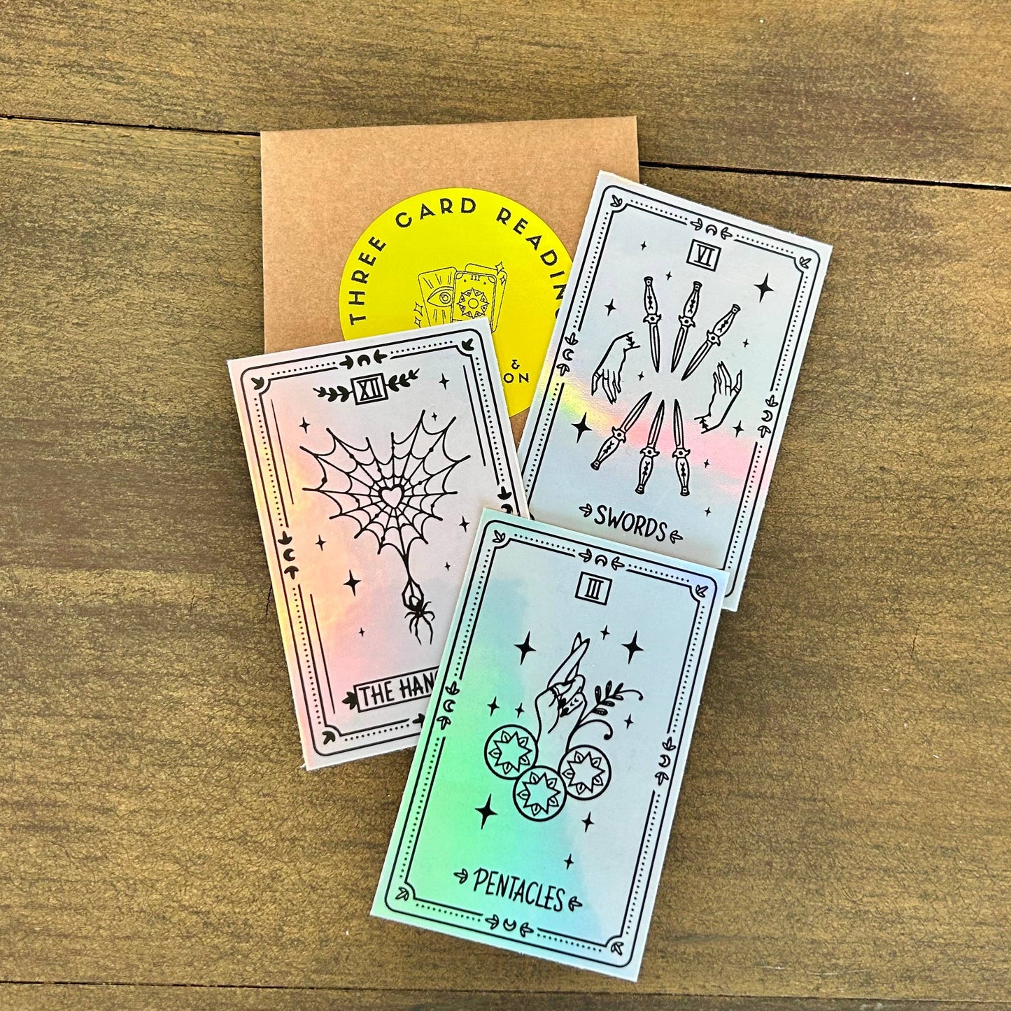 Three Card Tarot Sticker Reading | Mystery Holographic Set