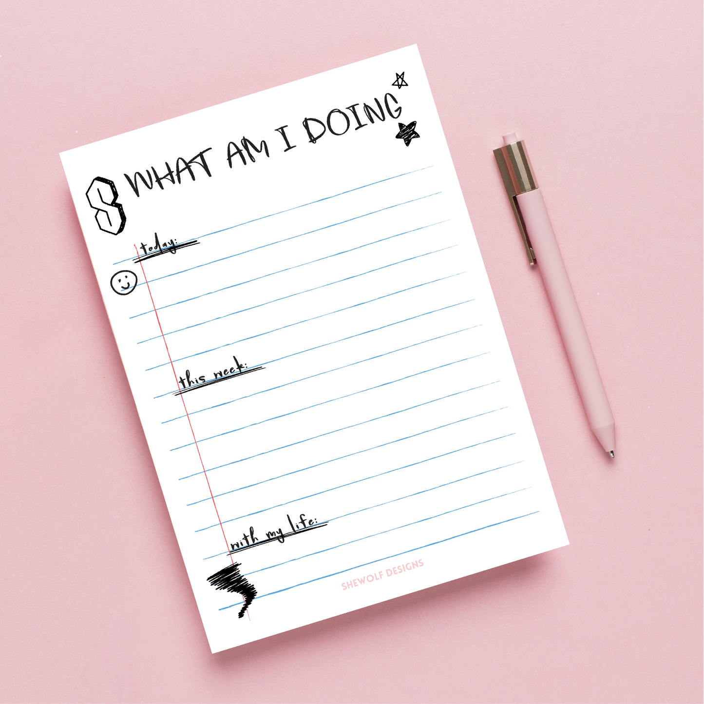 What Am I Doing? 90s Doodles Notepad – To-Do & Chaos