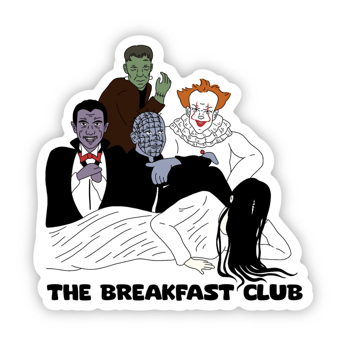 Illustration of characters from 'The Breakfast Club' with a white border