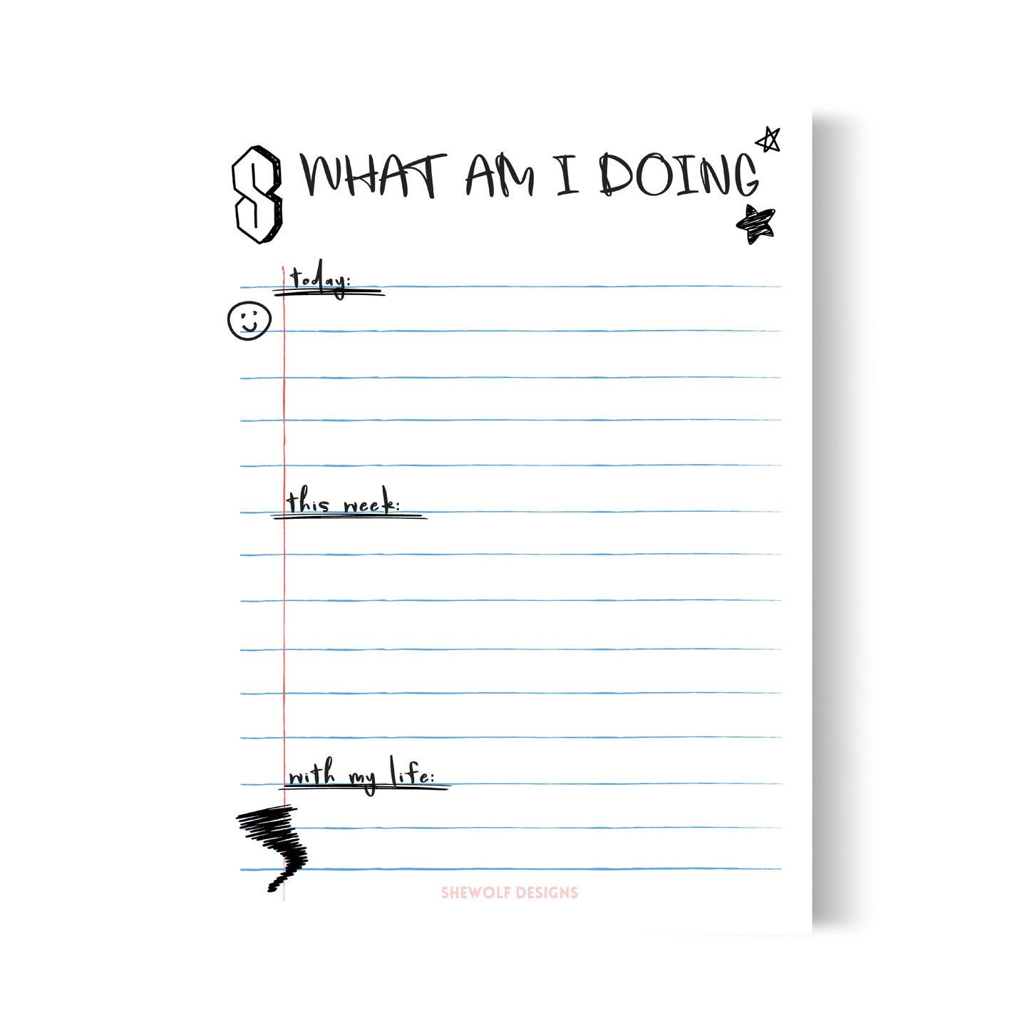 What Am I Doing? 90s Doodles Notepad – To-Do & Chaos