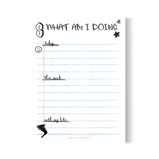 What Am I Doing? 90s Doodles Notepad – To-Do & Chaos