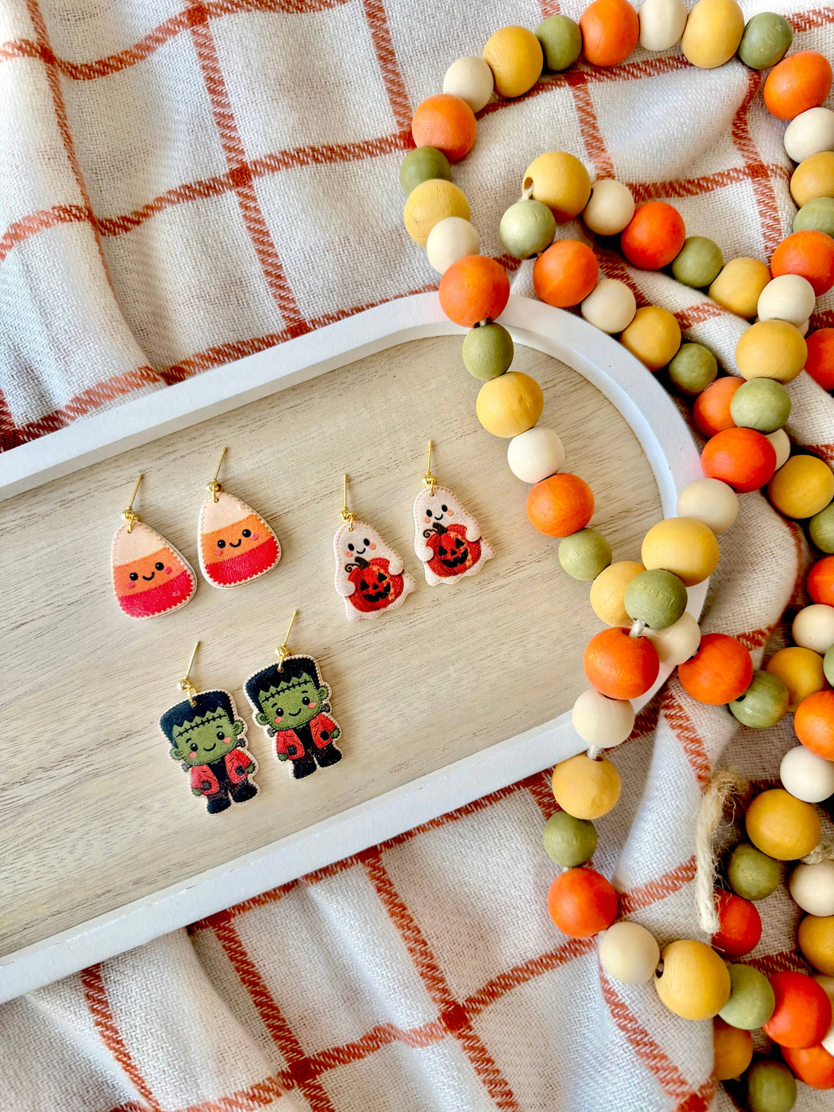 Cute Halloween Earrings | Candy Corn, Frankenstein & Ghost Clay Earrings