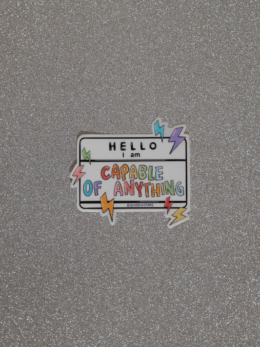 Motivational sticker on a textured gray background