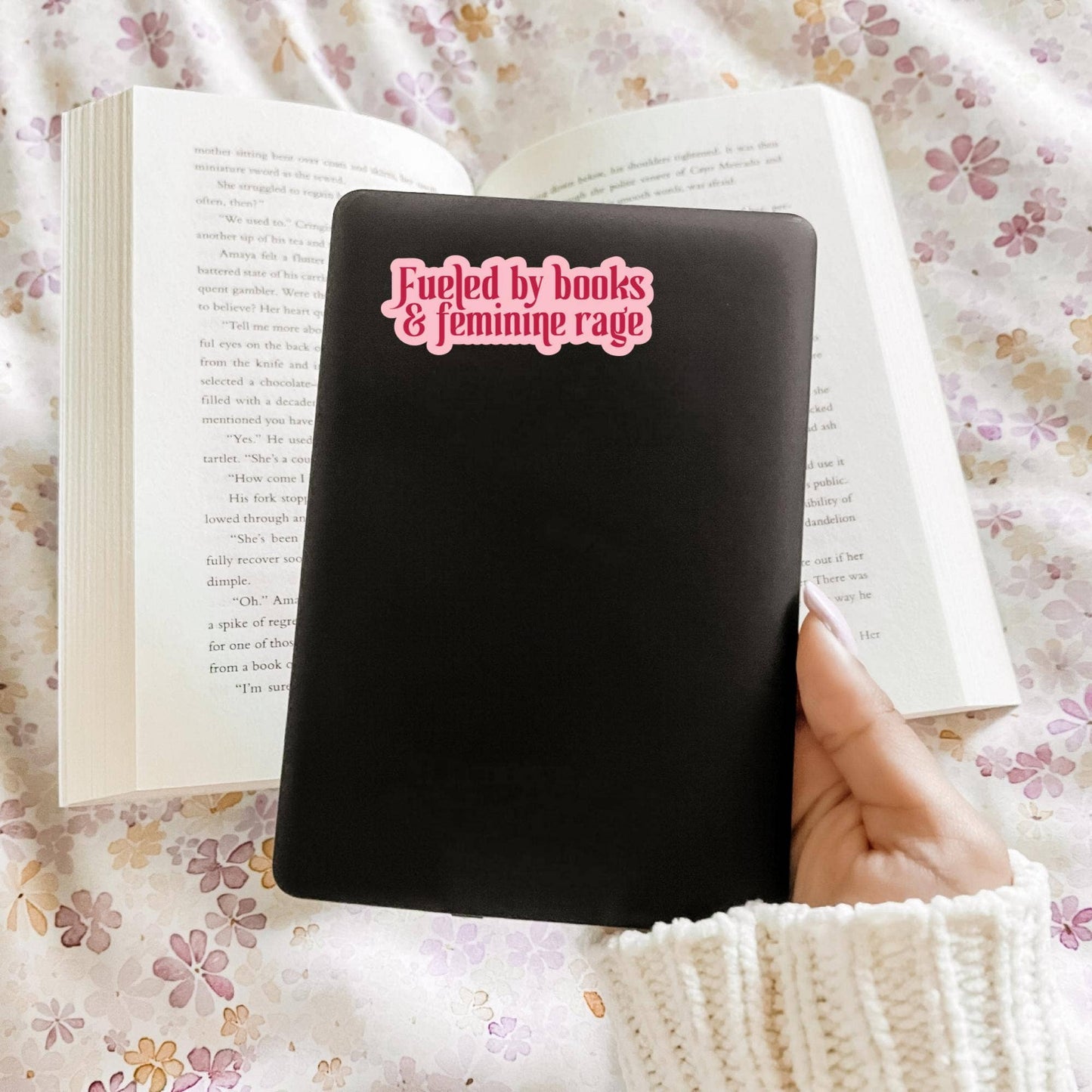 Fueled by Books & Feminine Rage Sticker | Feminist Bookish Vinyl