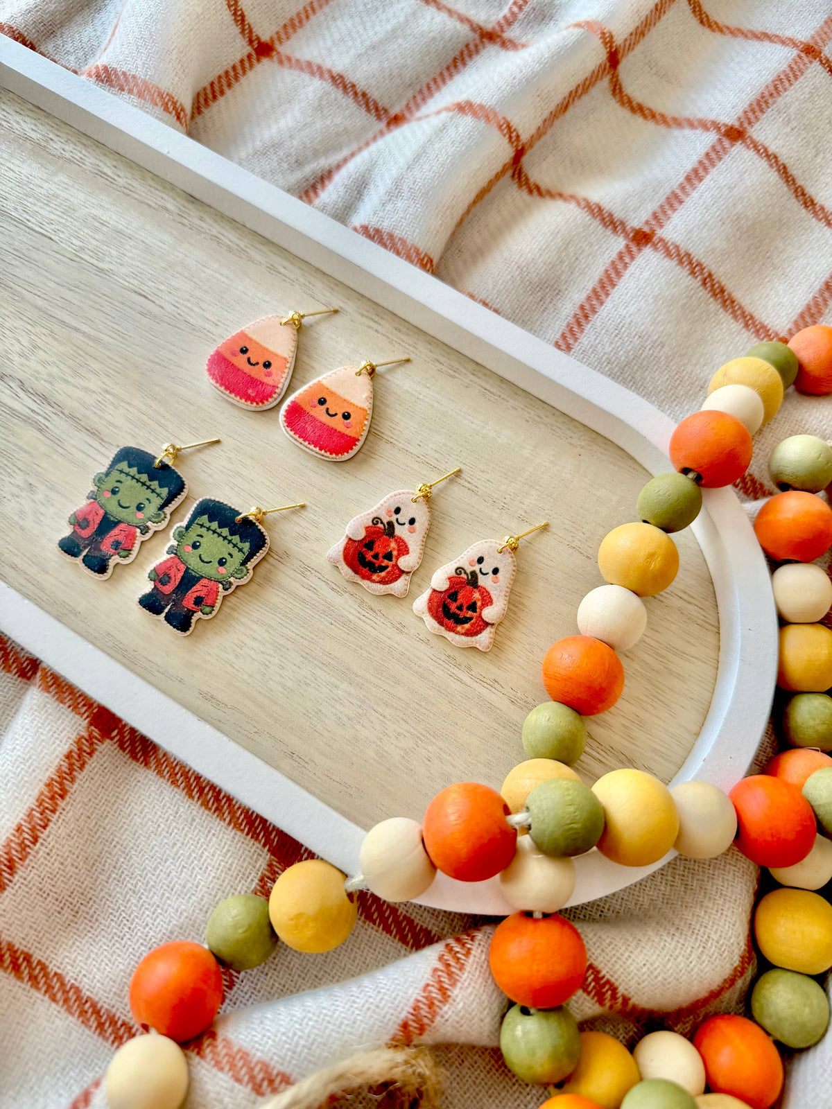 Cute Halloween Earrings | Candy Corn, Frankenstein & Ghost Clay Earrings